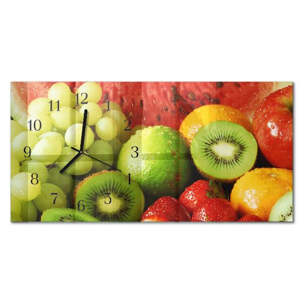 Rectangular glass clock horizontal Fruit products