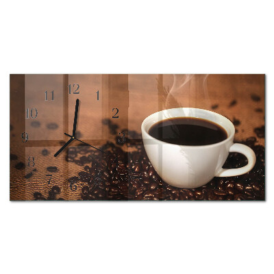 Glass wall clock horizontal Hot coffee infusion