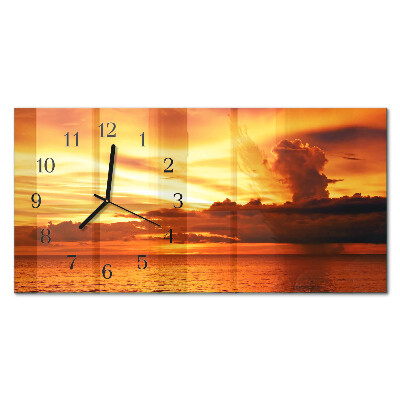 Rectangular glass clock horizontal Dusk