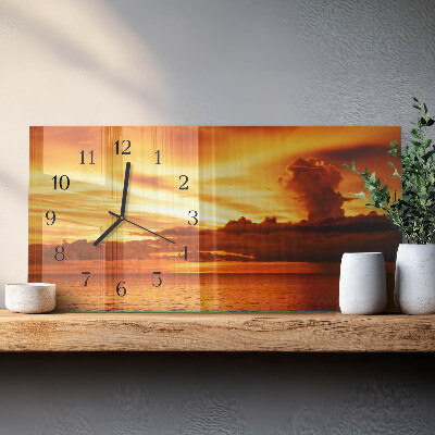 Rectangular glass clock horizontal Dusk