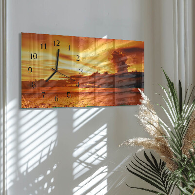 Rectangular glass clock horizontal Dusk
