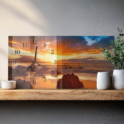Rectangular glass clock horizontal Dusk falling
