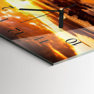 Rectangular glass clock horizontal Dusk falling