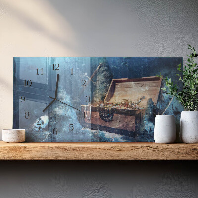 Rectangular glass clock horizontal Sunken valuables