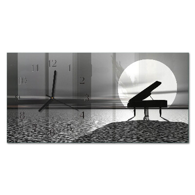 Rectangular glass clock horizontal Cabinet piano