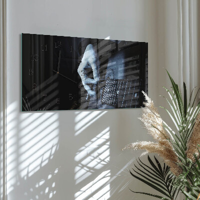 Horizontal rectangular wall clock Musical guitarist