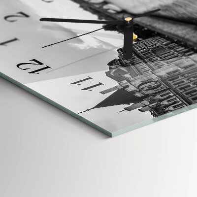 Rectangular glass clock horizontal Parisian bridges