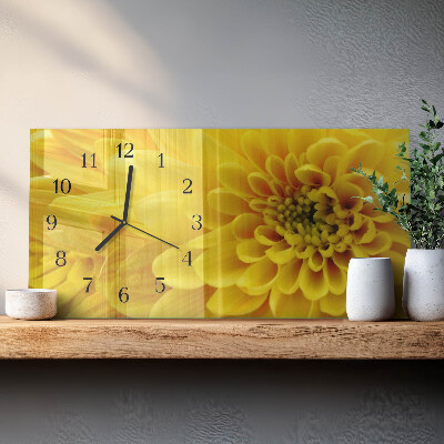 Horizontal wall clock Chrysanthemums