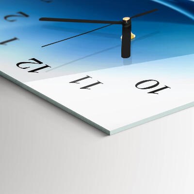 Rectangular glass clock horizontal Blue waves