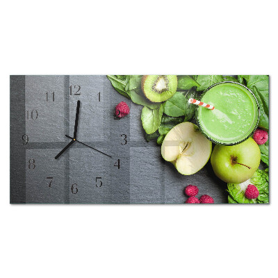 Glass wall clock horizontal Fruit cocktail