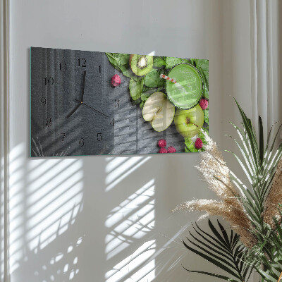 Glass wall clock horizontal Fruit cocktail