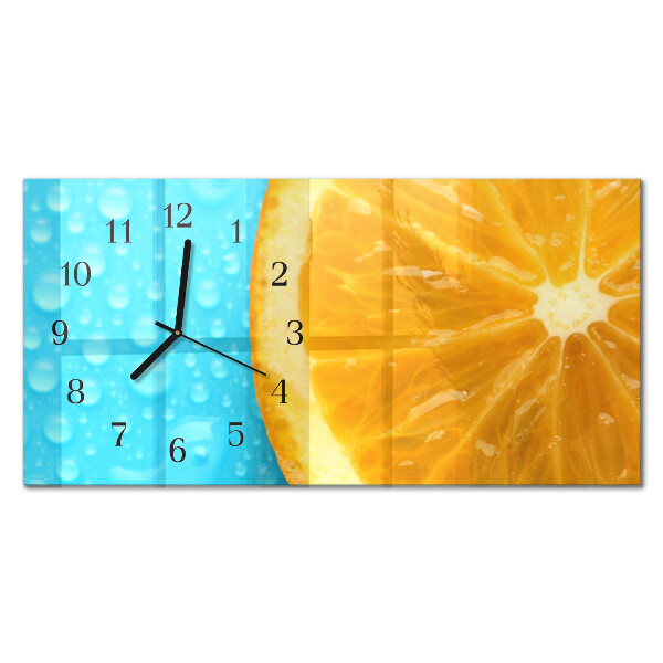 Rectangular glass clock horizontal Orange citrus