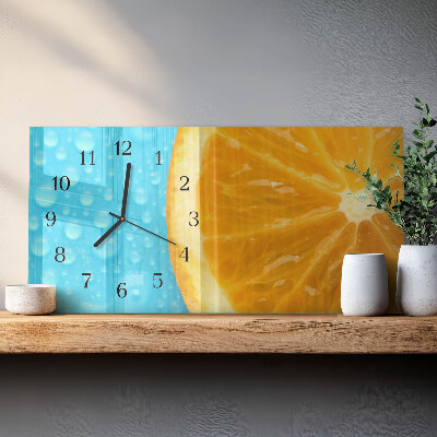 Rectangular glass clock horizontal Orange citrus