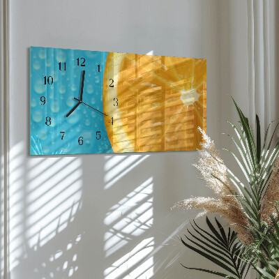 Rectangular glass clock horizontal Orange citrus
