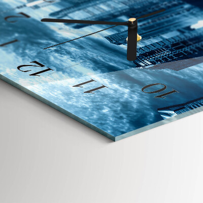 Horizontal wall clock Night metropolis