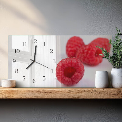 Rectangular glass clock horizontal Forest raspberries