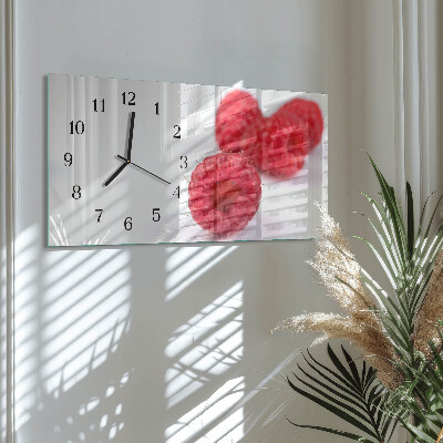 Rectangular glass clock horizontal Forest raspberries
