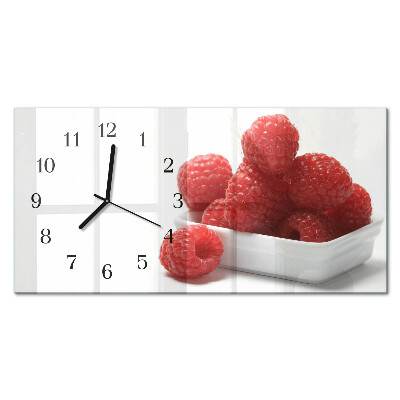 Horizontal rectangular wall clock Fresh raspberries