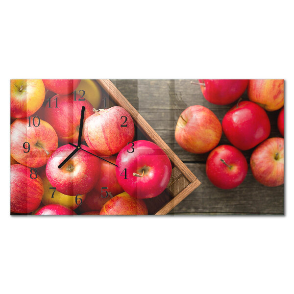 Rectangular glass clock horizontal Dessert apples