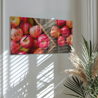 Rectangular glass clock horizontal Dessert apples