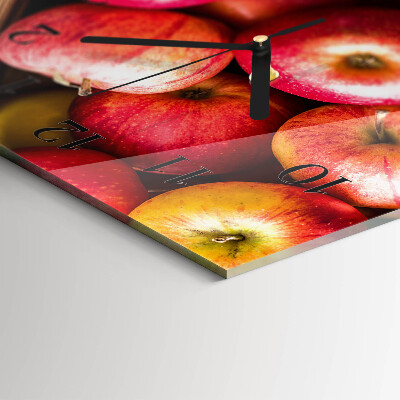 Rectangular glass clock horizontal Dessert apples