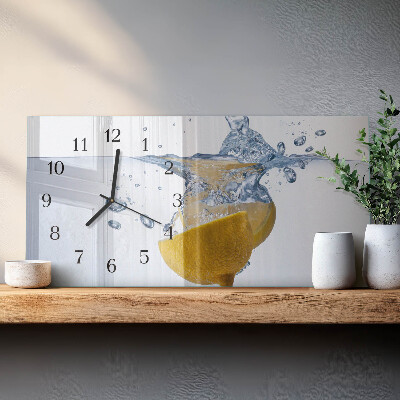 Horizontal wall clock A slice of lemon in water