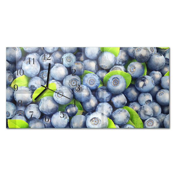 Rectangular glass clock horizontal Blueberries