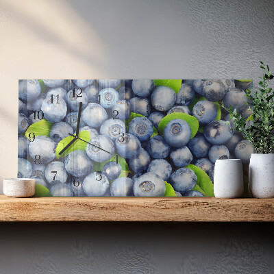Rectangular glass clock horizontal Blueberries