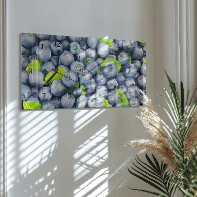 Rectangular glass clock horizontal Blueberries