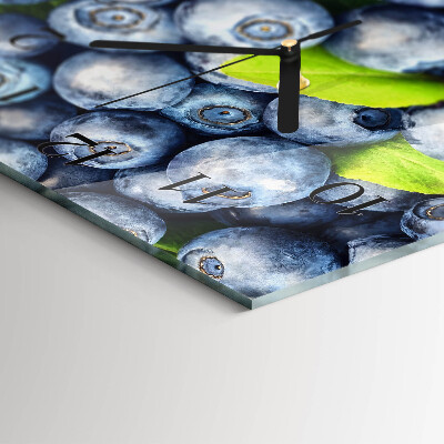 Rectangular glass clock horizontal Blueberries