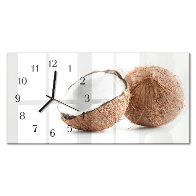 Glass wall clock horizontal Exotic coconuts