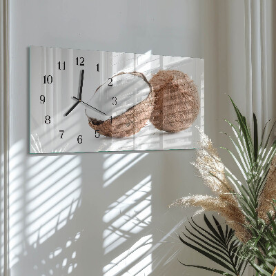 Glass wall clock horizontal Exotic coconuts