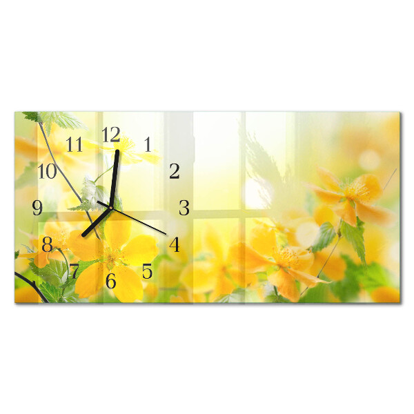 Rectangular glass clock horizontal Cut flowers