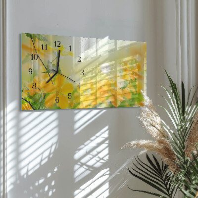 Rectangular glass clock horizontal Cut flowers