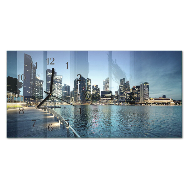 Glass wall clock horizontal City at night