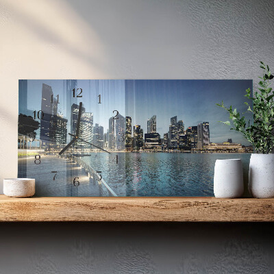 Glass wall clock horizontal City at night