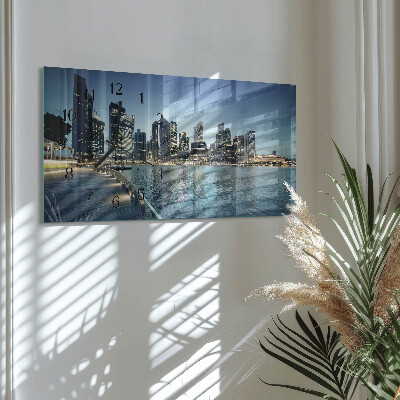 Glass wall clock horizontal City at night