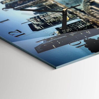 Glass wall clock horizontal City at night