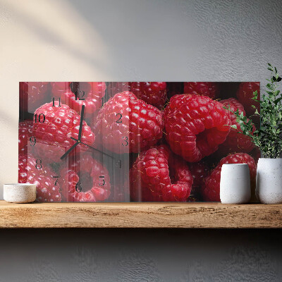 Rectangular glass clock horizontal Raspberry fruit