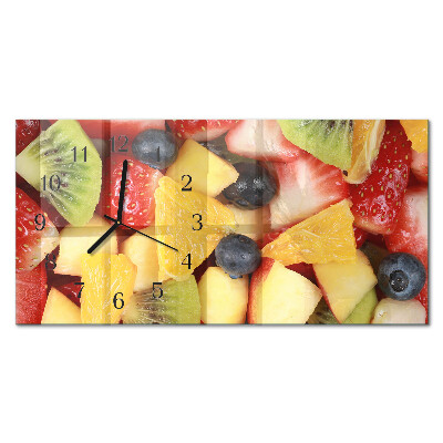 Rectangular glass clock horizontal Fruit salad