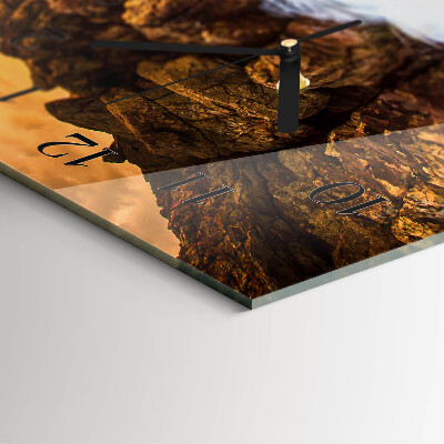 Glass wall clock horizontal Sunset