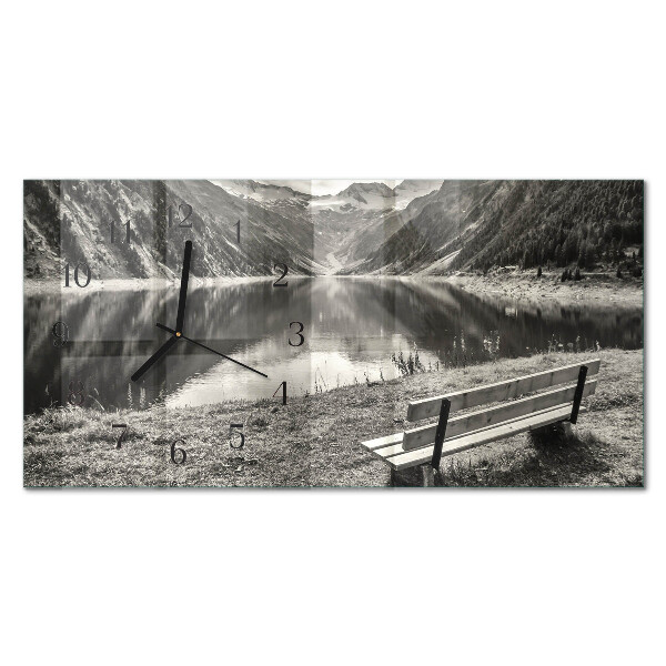 Glass wall clock horizontal Mountains in silence
