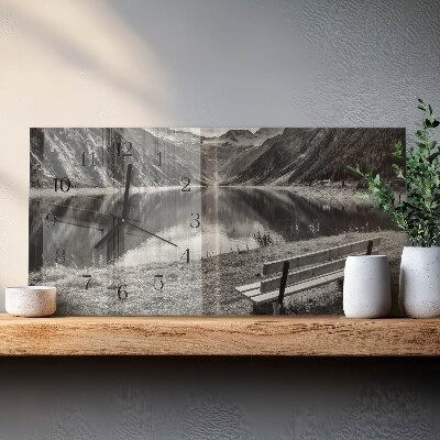 Glass wall clock horizontal Mountains in silence