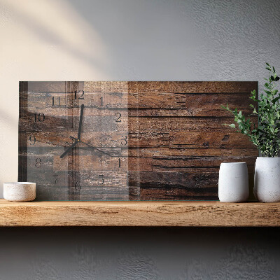Rectangular glass clock horizontal Natural wood