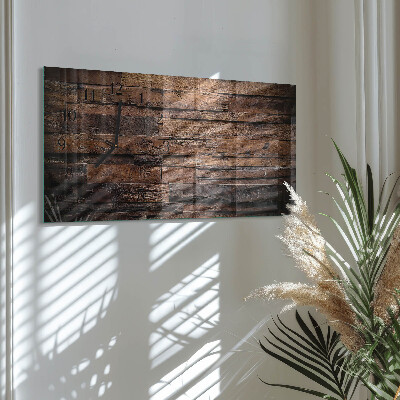 Rectangular glass clock horizontal Natural wood