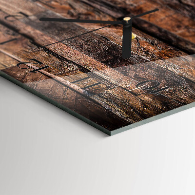 Rectangular glass clock horizontal Natural wood