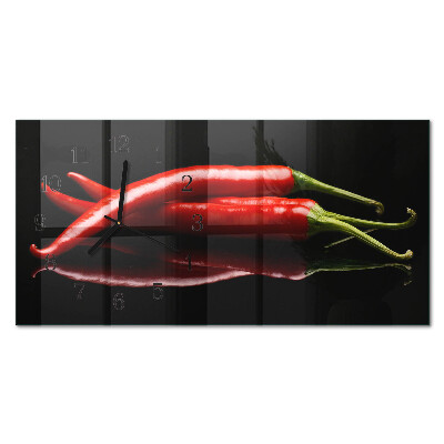 Horizontal rectangular wall clock Hot peppers