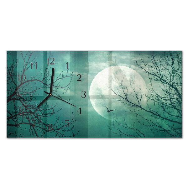 Glass wall clock horizontal Silver globe