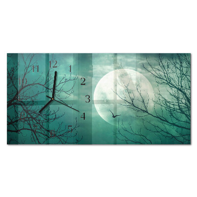 Glass wall clock horizontal Silver globe