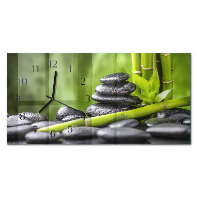 Horizontal rectangular wall clock Meditation stones